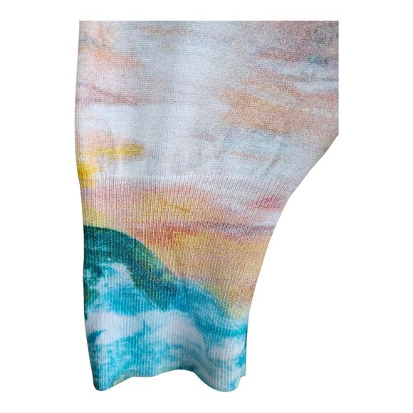 CHICO'S 4 Women's XXL Cardigan Sweater Ocean Watercolor Open Turquoise Bust 46" - Picture 5 of 8